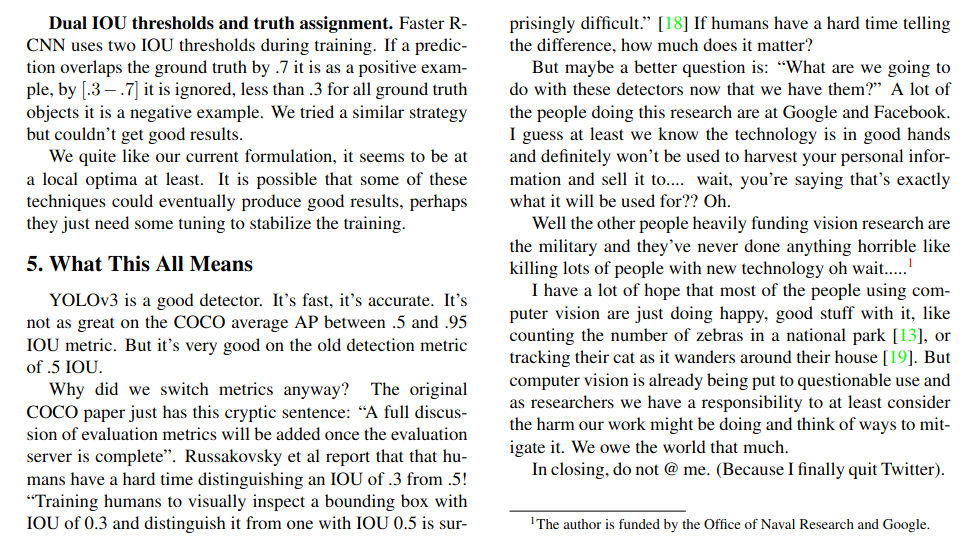 J. Redmon raising ethical questions about the use of these ML algorithms (Redmon & Farhadi, 2018)