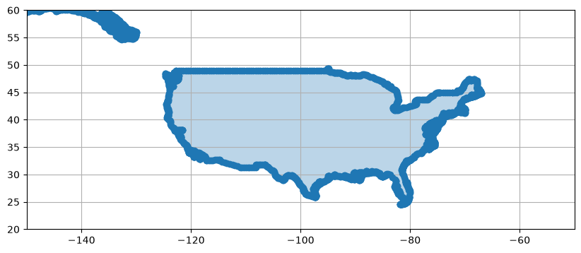 Zoom sur les Etats-Unis continentaux, hors Alaska